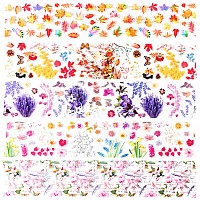 Fall Nail Art Stickers Nail Foils Art Decals Flowers Maple Leaf Nail Design Supplies Nail Foil Transfer Sticker Acrylic Nails Su