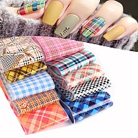 Striped Lattice Nail Art Foils Nails Foil Transfer Stickers Decals Adhesive Holographic Nail Film Design Starry Sky Paper Transf