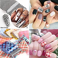 Striped Lattice Nail Art Foils Nails Foil Transfer Stickers Decals Adhesive Holographic Nail Film Design Starry Sky Paper Transf