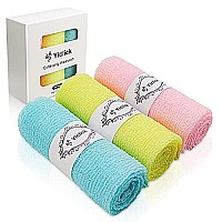 Yiclick Exfoliating Washcloth Towel [3 Pack], Japanese Nylon Exfoliating Bath Wash Cloth for Body Exfoliation, Korean Back Scrubber Washer for Shower, Body Scrub Rag Brush Loofah Exfoliator