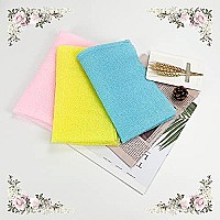 Yiclick Exfoliating Washcloth Towel [3 Pack], Japanese Nylon Exfoliating Bath Wash Cloth for Body Exfoliation, Korean Back Scrubber Washer for Shower, Body Scrub Rag Brush Loofah Exfoliator