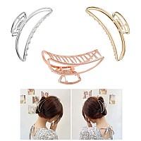 KISSKIKO Moon Hair Barrettes for Women 3 Pack | 4.5 Inch Metal Nonslip Large Hair Claw Clips for Thin Thick Curly Hair Claw Clips | Girl Hair Clips Hair Accessories Gift