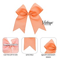 Light Peach Jumbo Bow Clip With Tails For Girls