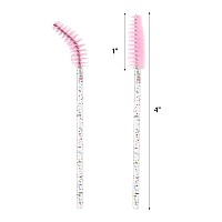 Btyms 100 Pieces Crystal Eyelash Mascara Brushes Spoolie Brush Lash Wands Applicator Disposable Eyebrow Light Pink