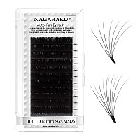 NAGARAKU Easy Fan Eyelash Extensions Volume Lash 0.07 D curl 14mm Rapid Blooming Faux Mink Cluster For Beginners Soft Professional Lash Supplies