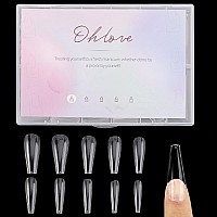 500Pcs Coffin Nail Tips Full Cover Clear Nails For Acrylic Ballerina False Nail Tips 10 Sizes