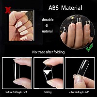 500Pcs Square Nail Tips Full Cover Clear Fake Nail Tips For Acrylic Nails Size 09