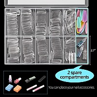 500Pcs Square Nail Tips Full Cover Clear Fake Nail Tips For Acrylic Nails Size 09