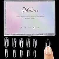 500Pcs Oval Nail Tips For Acrylic Clear Fake Nails Full Cover 10 Sizes