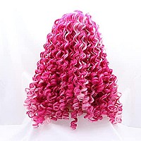 Xiweiya Long Curly Ombre Pink Mixed White Pink Lace Front Wigs Pink Curly Synthetic Lace Front Wig Loose Kinky Soft Lace Wig Hea