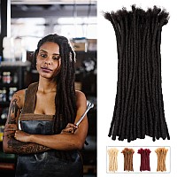 Teresa Medium 0.8cm and Small 0.4cm Width 18 Inch 40 Strands 100% Human Hair Dreadlock Extensions for Men/Women/Kids Full Hand-made Permanent Dread Locs Extensions Human Hair Can Be Dyed ,Curled and Bleached (0.8cm Thickness,Natural Black)