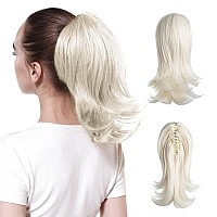 Cjl Hair Claw Clip Platinum Blonde Drawstring Ponytail Extension Short Curly Wavy Pony Tails Synthetic Fake Hair Extension Hair