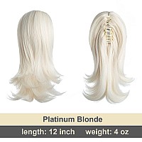 Cjl Hair Claw Clip Platinum Blonde Drawstring Ponytail Extension Short Curly Wavy Pony Tails Synthetic Fake Hair Extension Hair