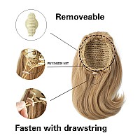 Cjl Hair Claw Clip Platinum Blonde Drawstring Ponytail Extension Short Curly Wavy Pony Tails Synthetic Fake Hair Extension Hair