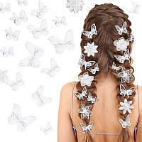 Hair Accessories Set 19 Pieces Butterfly Hair Clips Embroidered Flower Pins Lace Bows For Weddings Cosplay Women Girls Te