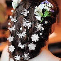 Hair Accessories Set 19 Pieces Butterfly Hair Clips Embroidered Flower Pins Lace Bows For Weddings Cosplay Women Girls Te