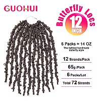 Guohui Super Light Butterfly Locs Crochet Hair 12 Inch 6 Packs Prelooped Soft Distressed Faux Locs Braids For Women Kids 12 In