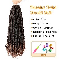 Karida Passion Twist Hair 24 Inch 7 Packs Passion Twist Crochet Hair Pre Looped Pre Twisted Passion Twist Curly Crochet Hair F