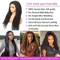 Curly Lace Front Wig Human Hair 13X4 Hd Lace Front Wigs Human Hair Pre Plucked With Baby Hair 180 Density Brazilian Wet And Wav