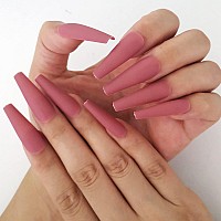 Addfavor 100Pcs Coffin Fake Nails Full Cover Long Press On Nails Pure Color Matte Acrylic False Nail Tips For Women And Girls D