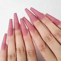 Addfavor 100Pcs Coffin Fake Nails Full Cover Long Press On Nails Pure Color Matte Acrylic False Nail Tips For Women And Girls D