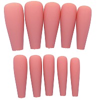 Addfavor 100Pcs Coffin Fake Nails Full Cover Long Press On Nails Pure Color Matte Acrylic False Nail Tips For Women And Girls D