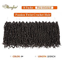 Umylar Passion Twist Hair 10 Inch 8 Packs Pre-twisted Passion Twist Crochet Hair For Black Women Pre-looped Short Passion Twist Bohemian Braids Synthetic Crochet Hair Extension(10 Inch (Pack of 8), 4#)