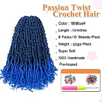 Umylar Pretwisted Passion Twist Crochet Hair 14 Inch 8 Packs Prelooped Passion Twists Crochet Hair Short Passion Twist Bohemia