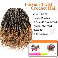 Umylar Passion Twist Crochet Hair 10 Inch 8 Packs Pretwisted Passion Twist Crochet Hair For Women Prelooped Short Passion Twis