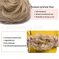 Hairro Messy Hair Bun Hair Piece For Women Scrunchy Synthetic Hair Updo Wavy Scrunchies Elastic Donut Thick Stretchy Bridal Chig