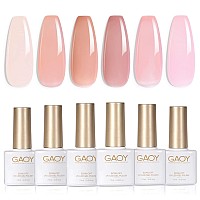 Gaoy Jelly Nude Pink Gel Nail Polish Set Of 6 Transparent Colors Sheer Gel Polish Kit