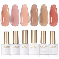 Gaoy Sheer Nude Nail Polish Set 6 Neutral Skin Tone U V Gel Polish Colors For Nail Art Home Diy Manicure Kit