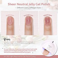 Gaoy Sheer Nude Nail Polish Set 6 Neutral Skin Tone U V Gel Polish Colors For Nail Art Home Diy Manicure Kit