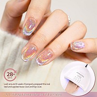 Gaoy Rainbow Glitter Cat Eye Gel Nail Polish Set 6 Holographic Sparkle Colors Gel Nail Kit For Nail Art Diy Manicure And Pedicu