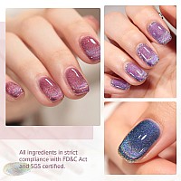 Gaoy Rainbow Glitter Cat Eye Gel Nail Polish Set 6 Holographic Sparkle Colors Gel Nail Kit For Nail Art Diy Manicure And Pedicu