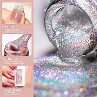 Gaoy Rainbow Glitter Cat Eye Gel Nail Polish Set 6 Holographic Sparkle Colors Gel Nail Kit For Nail Art Diy Manicure And Pedicu