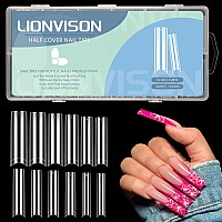 Lionvison No C Curve Square Nail Tips For Acrylic Nails Professional Xxl 12 Sizes Tapered Square Nail Tips French Half Cover Ex