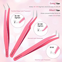 Lankiz Eyelash Extension Tweezers Set 5 Pcs For Volume Lash