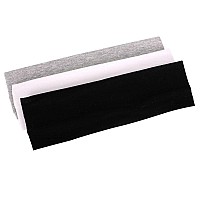 Mapofbeauty 3 Pack Yoga Headbands Stretchy Cotton Head Band Hairwarp Sports Running Exercise Gym Solid Color