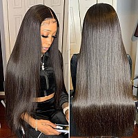 Hermosa 220 13X4 Lace Front Wigs Human Hair Pre Plucked With Baby Hair 28 Inch 12A Brazilian Straight Human Hair Wigs For Women