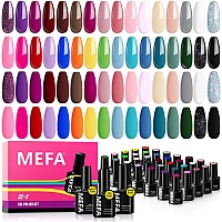 Mefa 35 Pcs Gel Nail Polish Set 32 Colors Spring Collection Gel Nail Polish Kit With Base Coat No Wipe Glossymatte Top Coat Pi