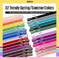 Mefa 35 Pcs Gel Nail Polish Set 32 Colors Spring Collection Gel Nail Polish Kit With Base Coat No Wipe Glossymatte Top Coat Pi