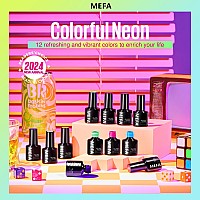 Mefa Neon Gel Nail Polish Set 12 Colors Spring Summer Gel Nail Kit Green Glitter Hot Pink Blue Yellow Purple Red Collection For