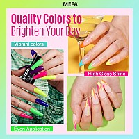 Mefa Neon Gel Nail Polish Set 12 Colors Spring Summer Gel Nail Kit Green Glitter Hot Pink Blue Yellow Purple Red Collection For