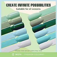 Mefa Green Gel Nail Polish Set 6 Colors Sage Green Mist Blue Light Grey Dark Olive Shades Earth Tone Gel Polish Matcha Avocado