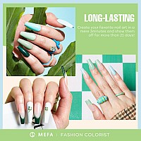 Mefa Green Gel Nail Polish Set 6 Colors Sage Green Mist Blue Light Grey Dark Olive Shades Earth Tone Gel Polish Matcha Avocado