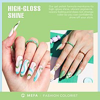 Mefa Green Gel Nail Polish Set 6 Colors Sage Green Mist Blue Light Grey Dark Olive Shades Earth Tone Gel Polish Matcha Avocado