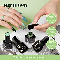 Mefa Green Gel Nail Polish Set 6 Colors Sage Green Mist Blue Light Grey Dark Olive Shades Earth Tone Gel Polish Matcha Avocado