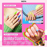 Mefa Neon Gel Nail Polish Set 6 Colors Summer Neon Green Lime Yellow Pink Navy Blue Purple Orange Bright Vibrant Pride Month So