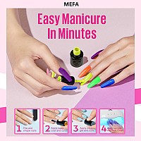 Mefa Neon Gel Nail Polish Set 6 Colors Summer Neon Green Lime Yellow Pink Navy Blue Purple Orange Bright Vibrant Pride Month So